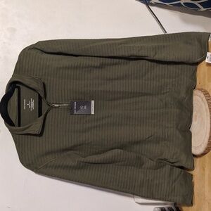 Van Heusen Long Sleeved Pullover Quarter Zip  Green Mens Regular Fit Small